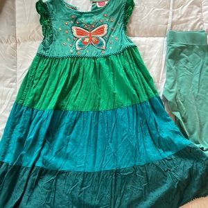 Mini Boden 6/7 embroidered Butterfly Dress and bonus leggings